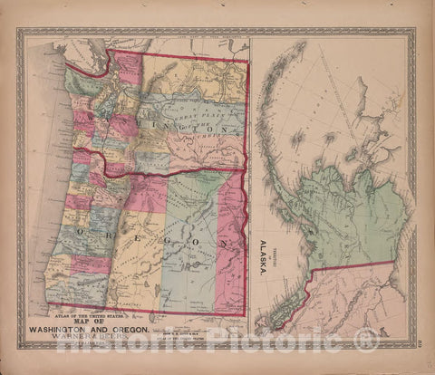 Historic 1870 Map - Atlas of Marshall Co. and The State of Illinois - Map of Washington and Oregon - Atlas of Marshall County and The State of Illinois