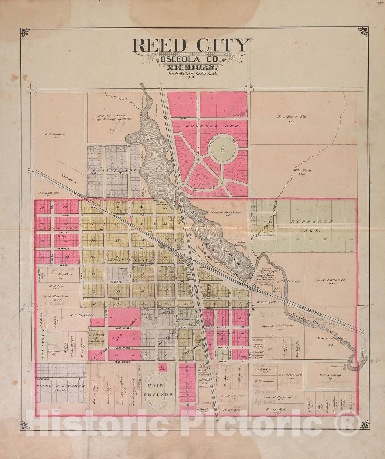 Historic 1900 Map - Plat Book of Osceola County, Michigan - Reed City