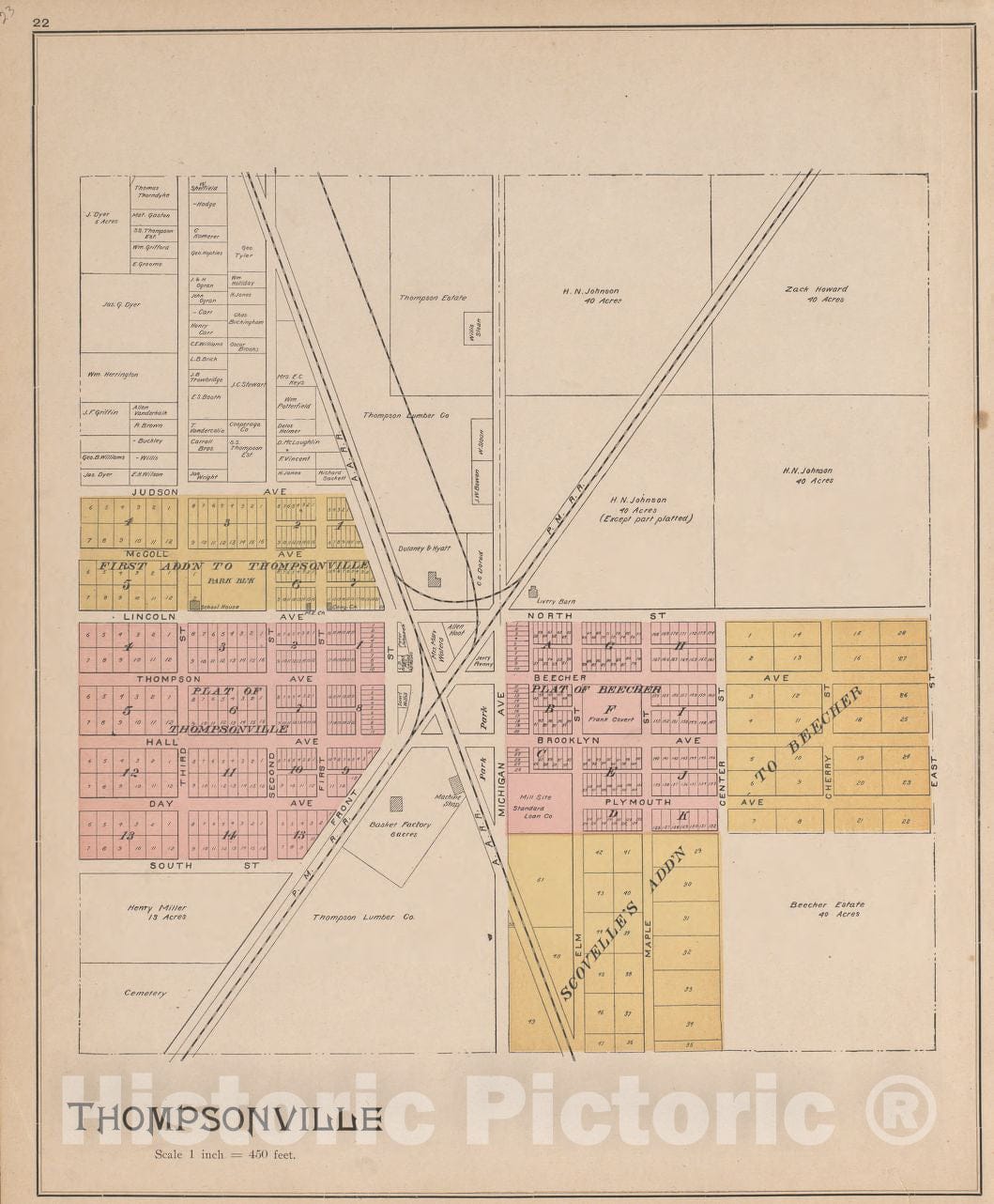 Historic 1901 Map - Atlas of Benzie County, Michigan - Thompsonville - Atlas, Benzie Co, Michigan 1901