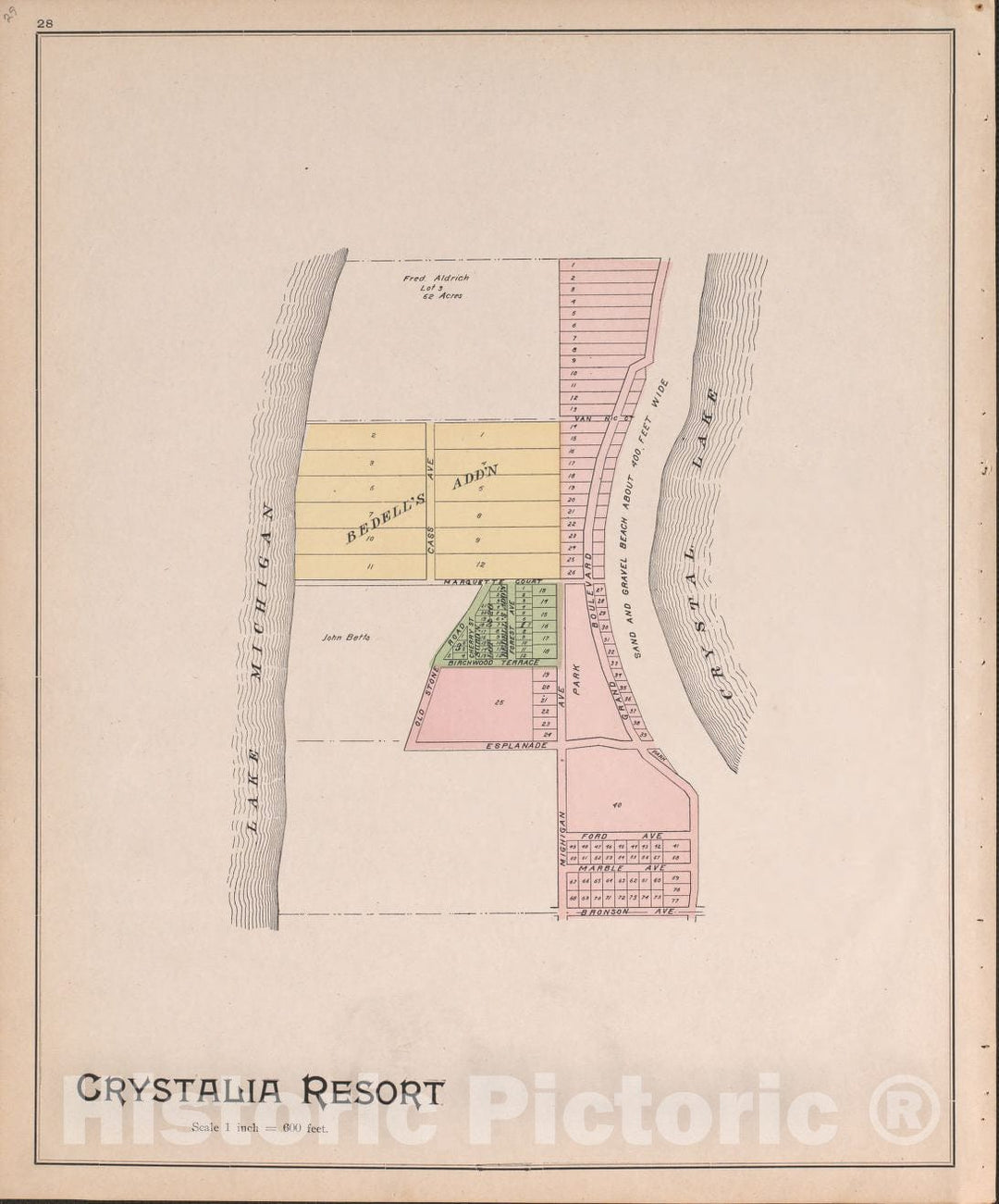 Historic 1901 Map - Atlas of Benzie County, Michigan - Crystalia Resort - Atlas, Benzie Co, Michigan 1901