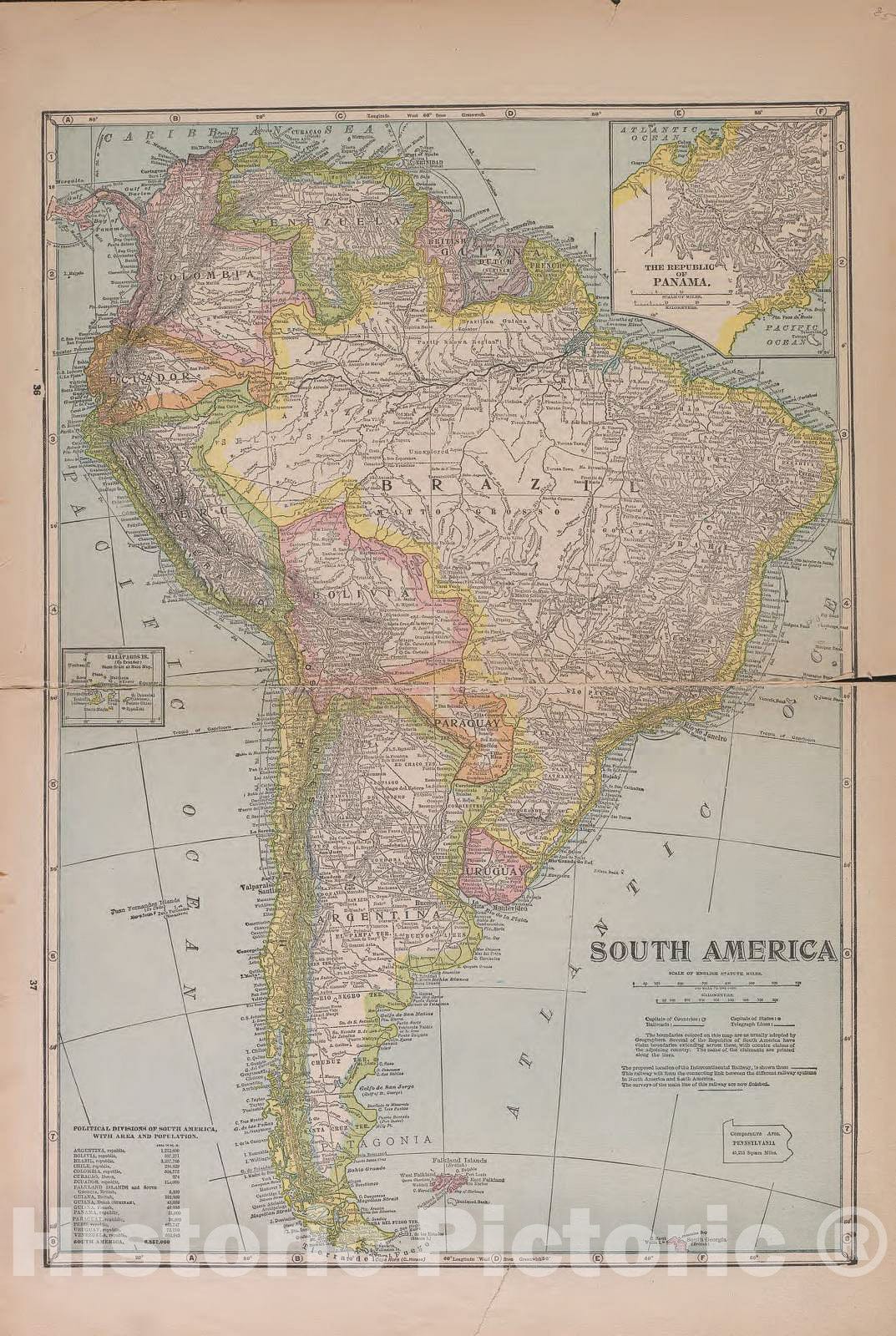 Historic 1921 Map - Atlas of Plymouth County, Iowa - South America - Atlas of Plymouth County and The World