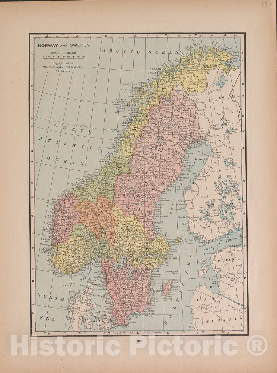 Historic 1927 Map - Atlas of Doniphan County, Kansas - Norway and Sweden - Atlas of Doniphan County and The World