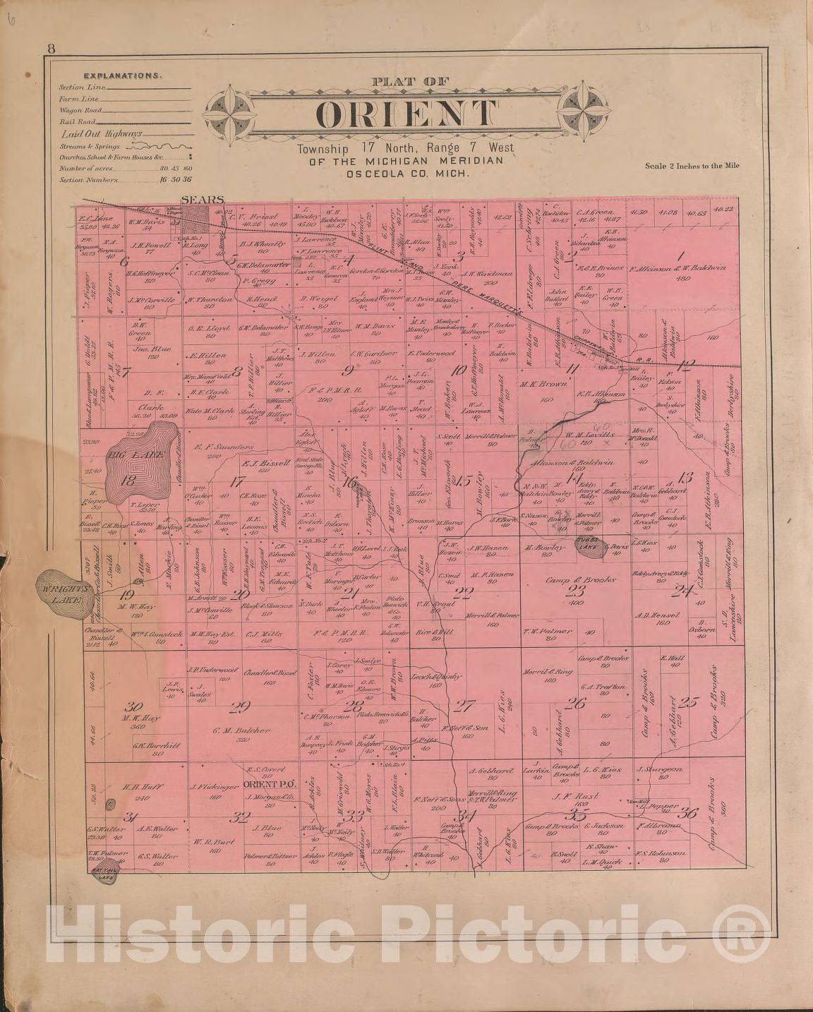 Historic 1900 Map - Plat Book of Osceola County, Michigan - Orient