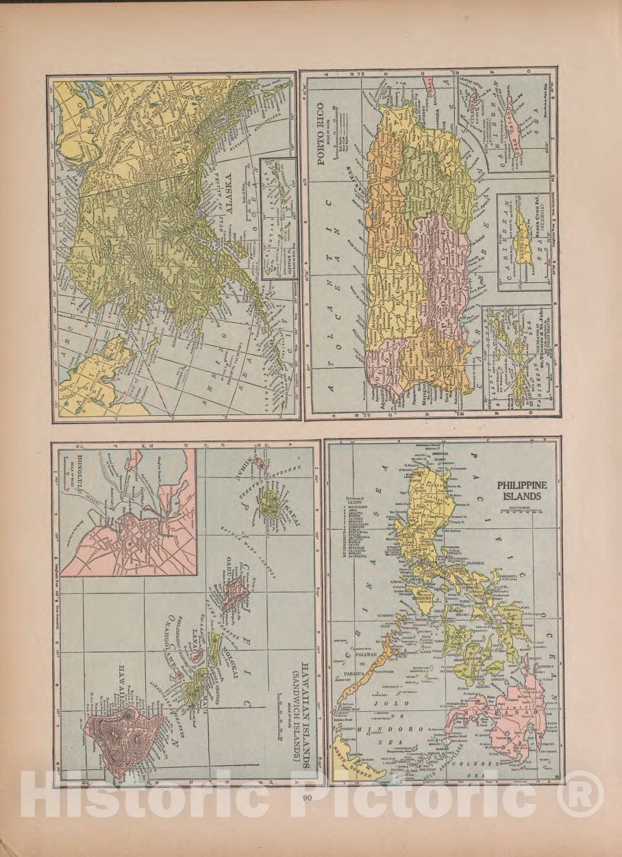 Historic 1927 Map - Atlas of Doniphan County, Kansas - Alaska, Hawaiian Islands, Philippine Islands - Atlas of Doniphan County and The World