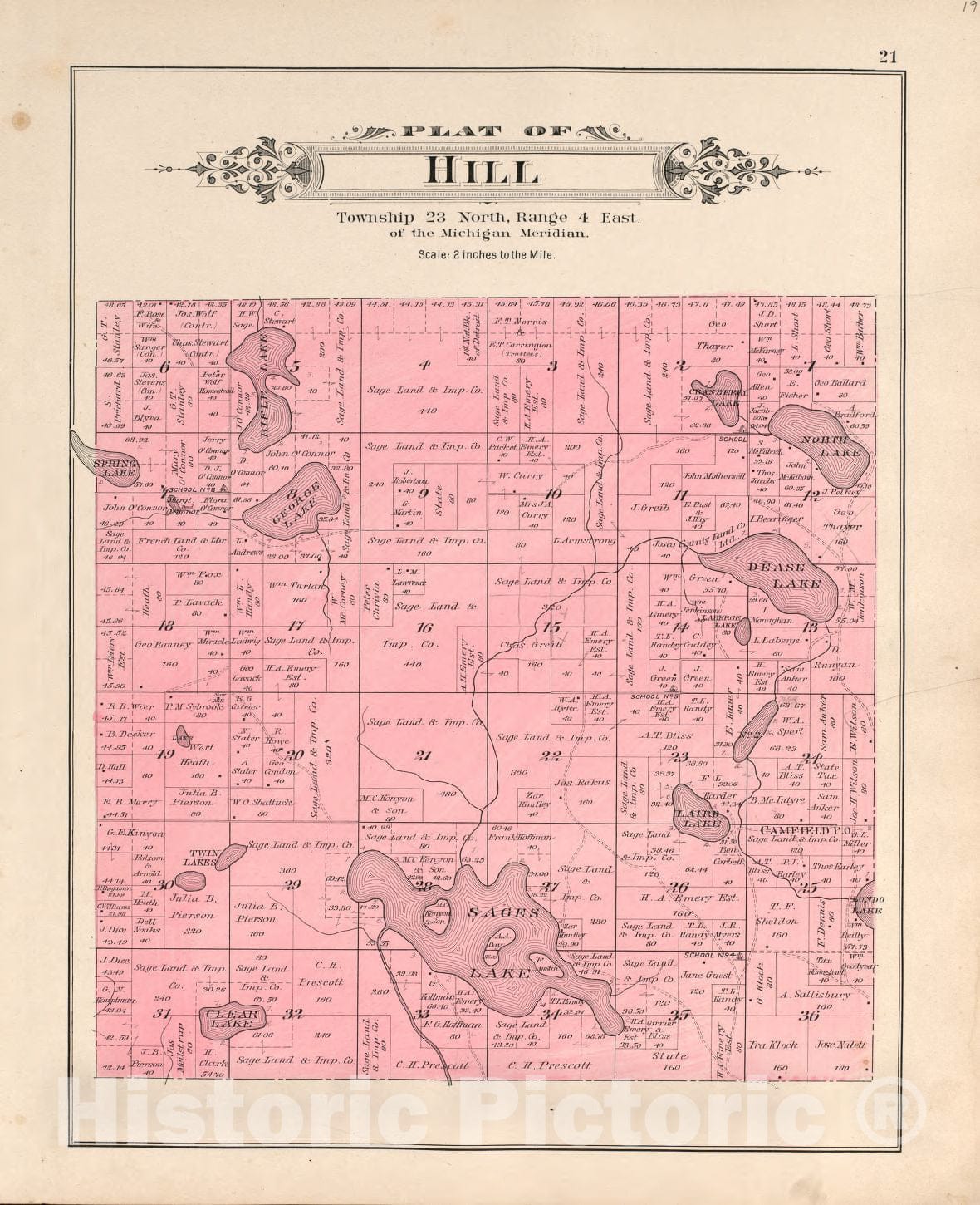 Historic 1903 Map - Plat Book of Ogemaw County, Michigan - Hill 1