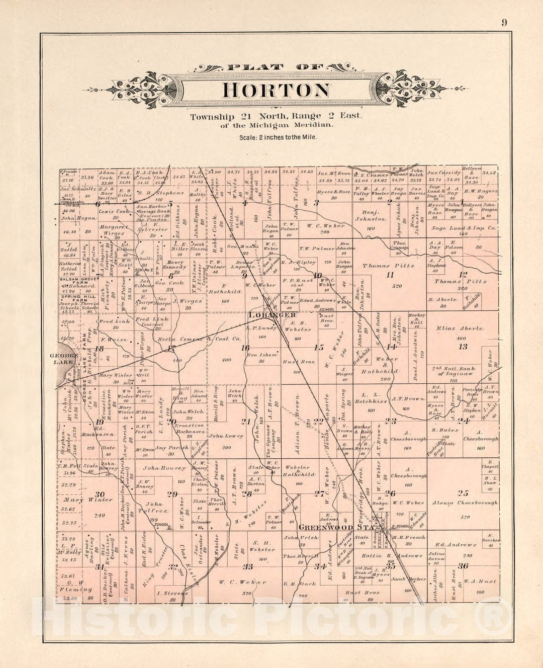 Historic 1903 Map - Plat Book of Ogemaw County, Michigan - Horton