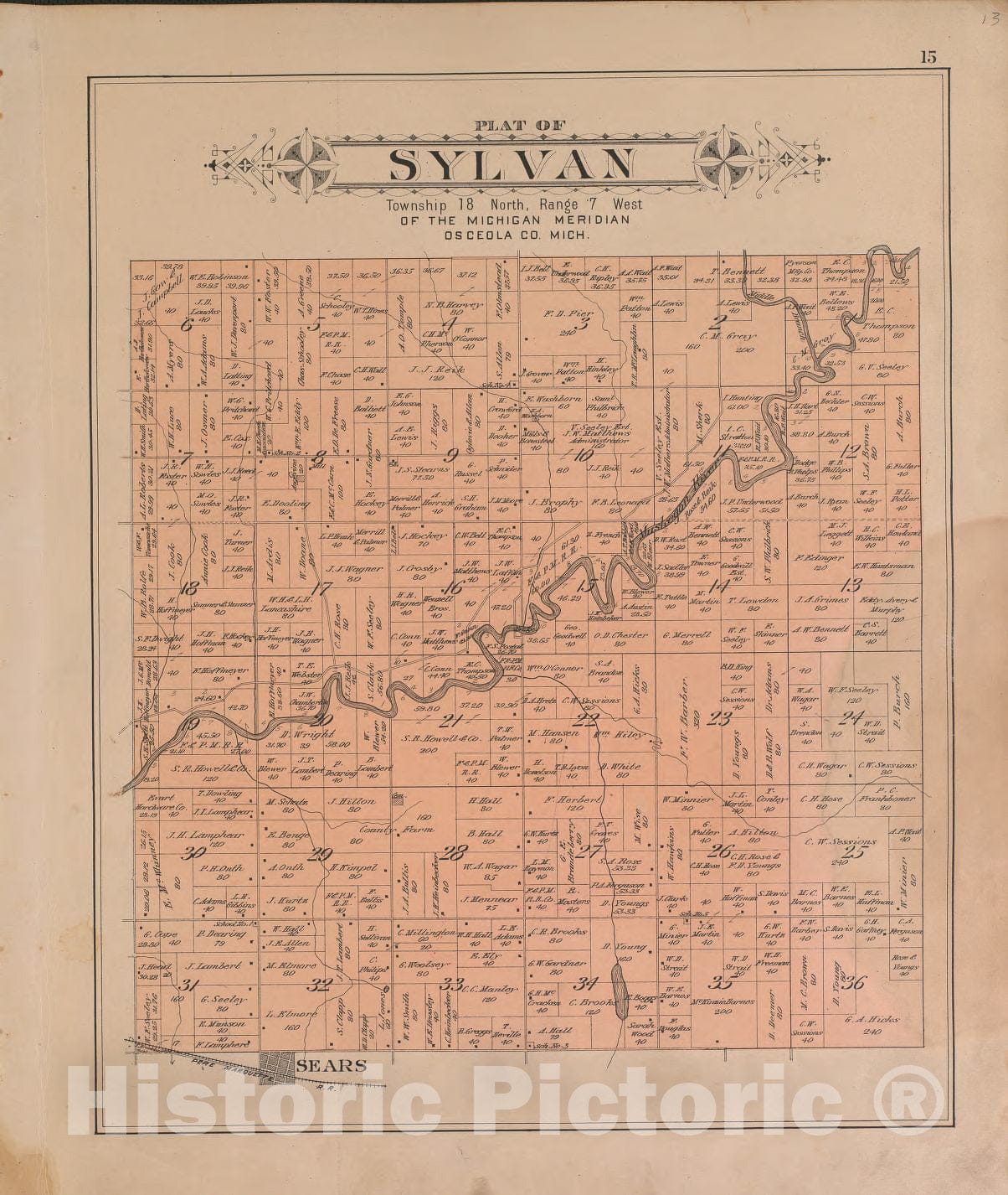 Historic 1900 Map - Plat Book of Osceola County, Michigan - Sylvan