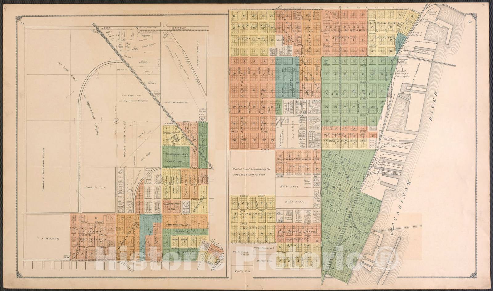 Historic 1916 Map - The County of Bay : State, County, Township, City and Village maps - Bay City - 6 - Atlas of Bay County, Michigan