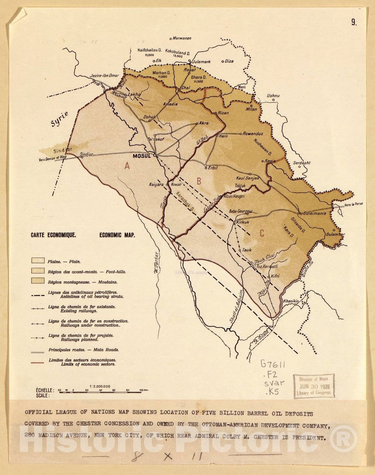 Historic 1924 Map - Border Maps of Iran & Turkey - Sheet 9: Economic Map