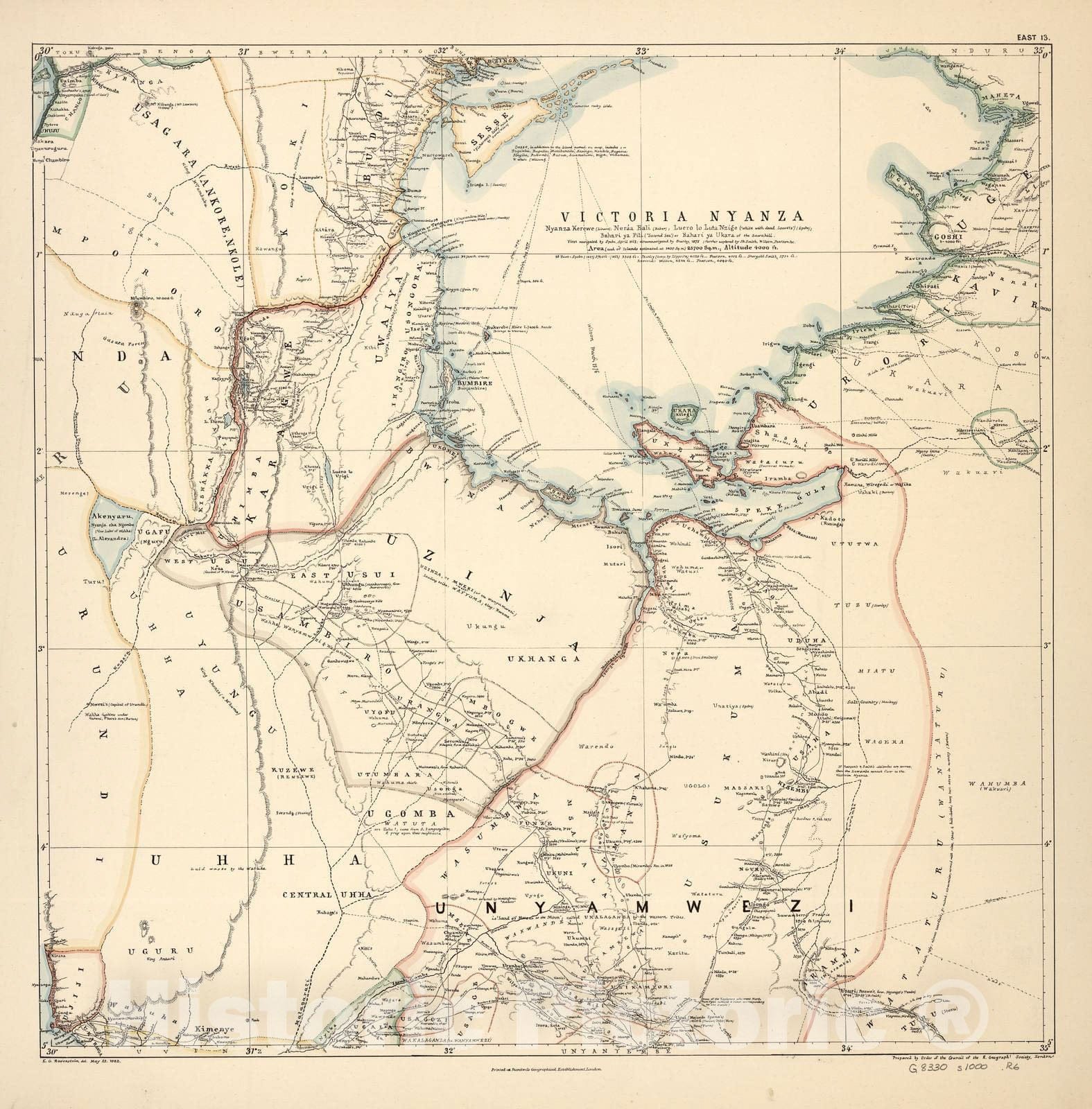 Historic 1881 Map - A map of Eastern Equatorial Africa - East 13