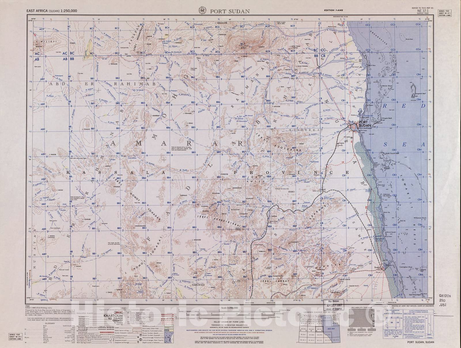 Historic 1954 Map - East Africa 1:250,000. - Port Sudan