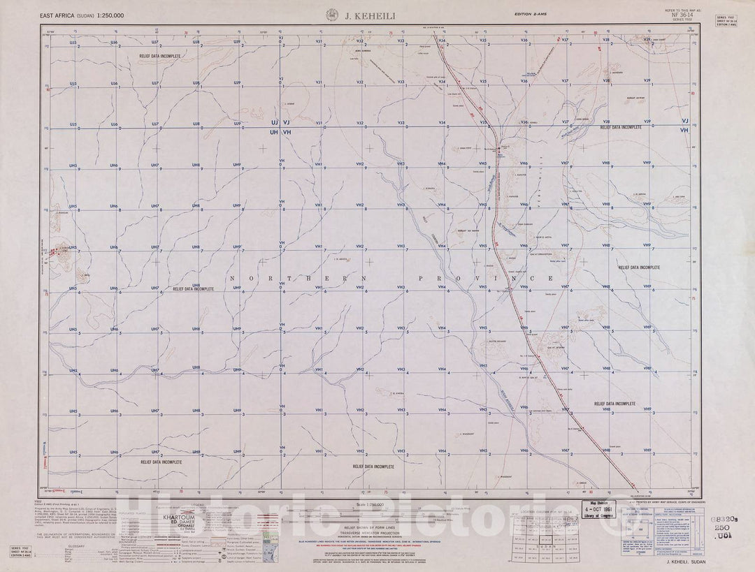 Historic 1954 Map - East Africa 1:250,000. - J. Keheili