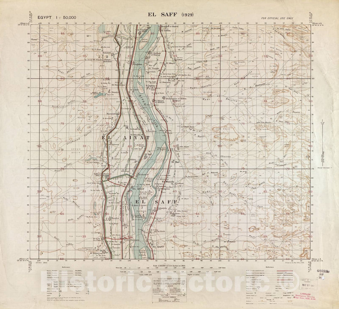 Historic 1926 Map - Egypt 1:50,000. - El Saff (1929)