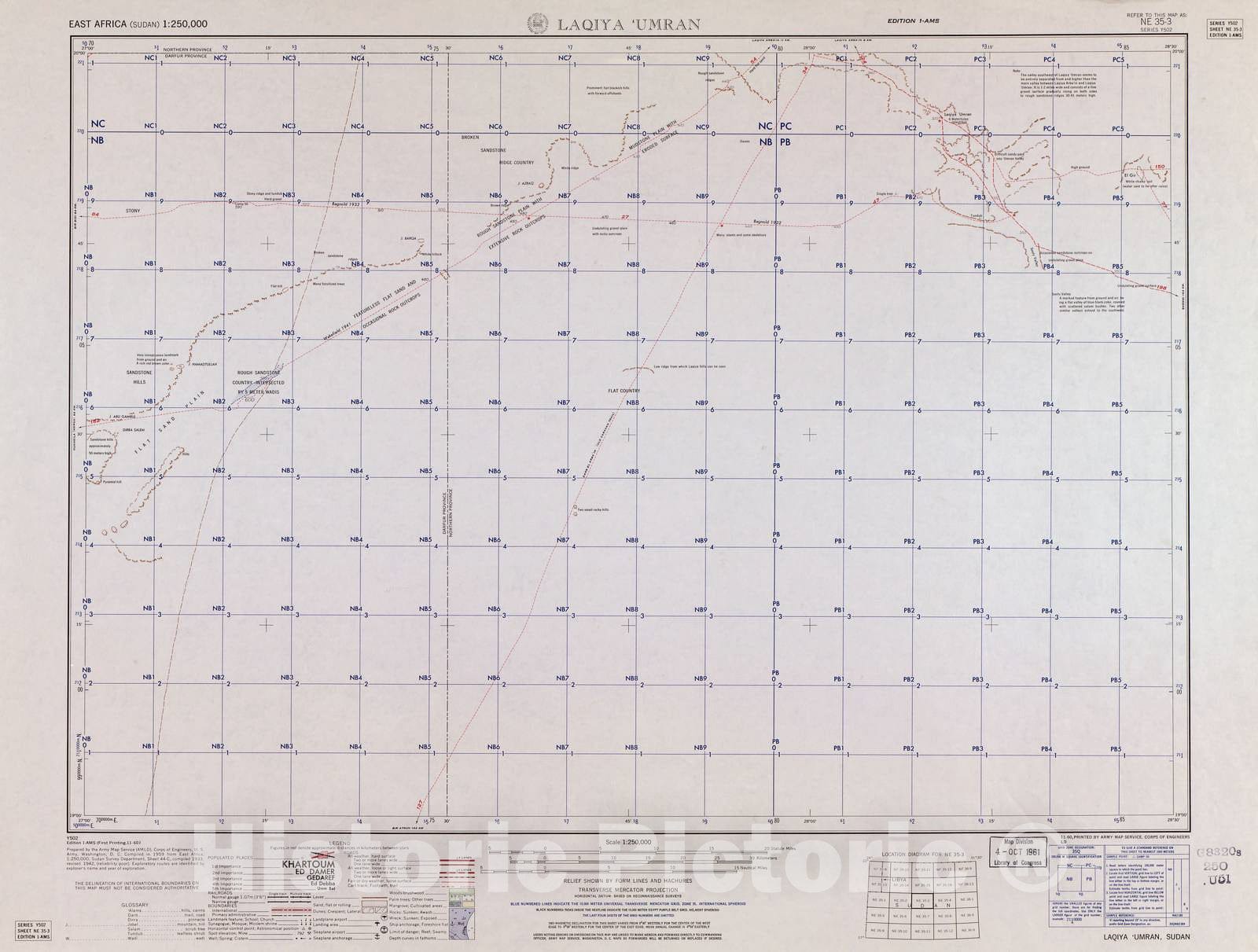 Historic 1954 Map - East Africa 1:250,000. - Laqiya Umran