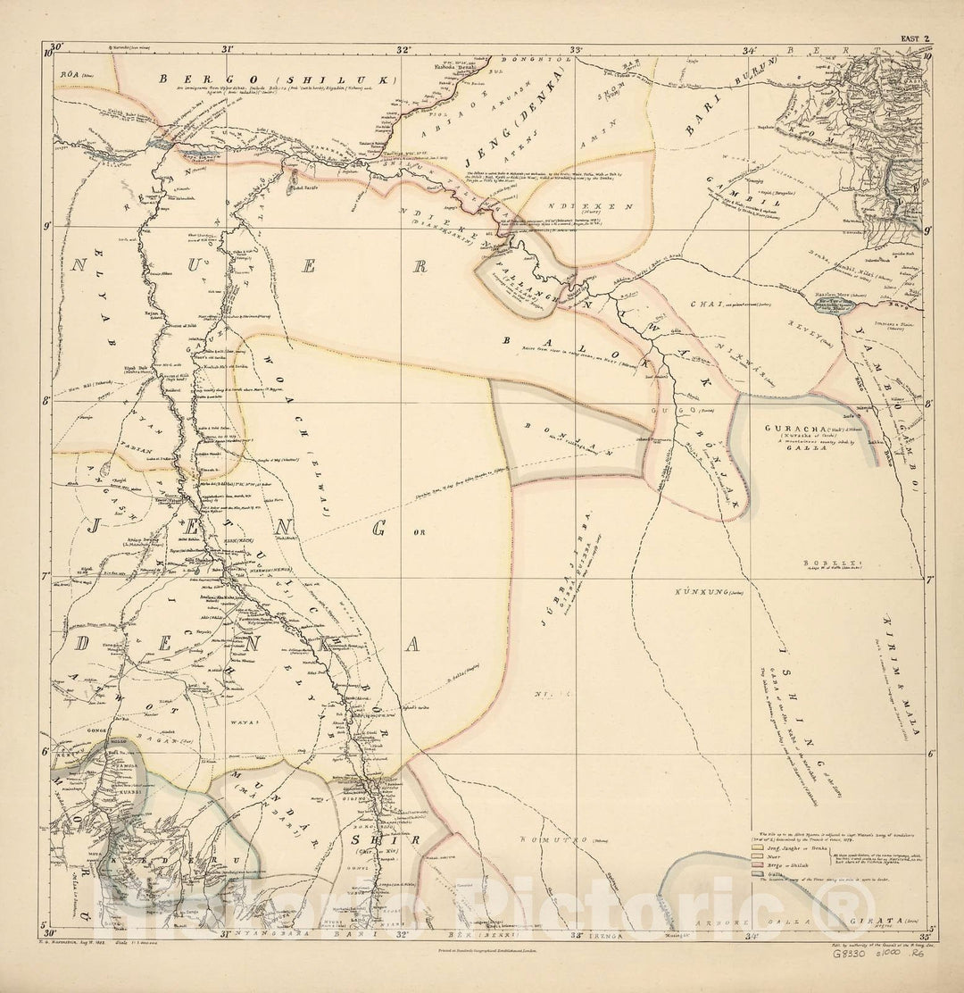 Historic 1881 Map - A map of Eastern Equatorial Africa - East 2