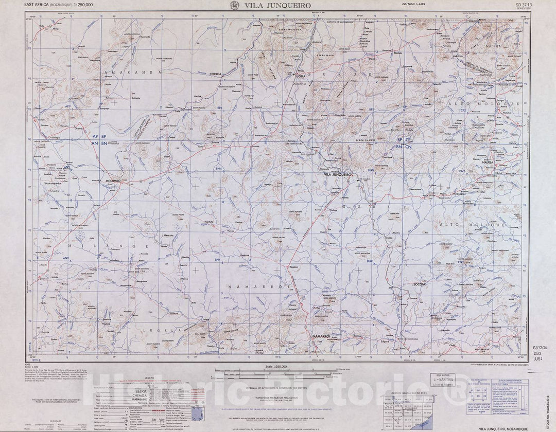 Historic 1954 Map - East Africa 1:250,000. - Vila Junqueiro