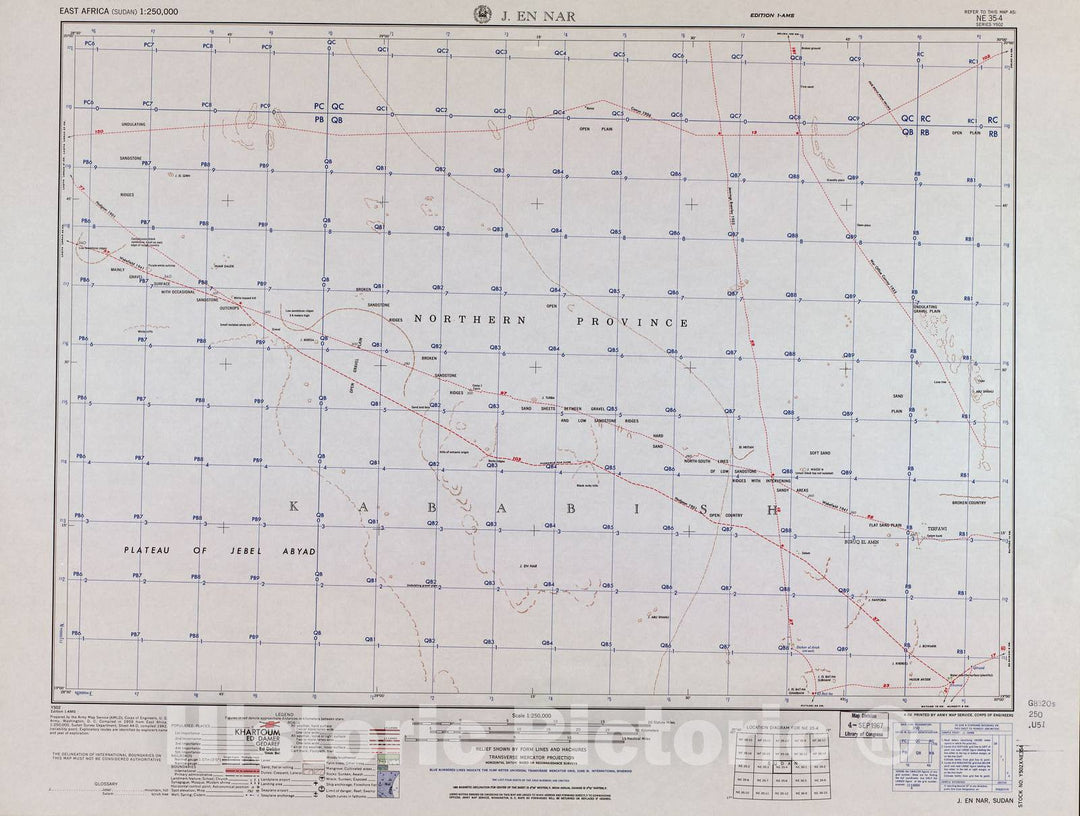 Historic 1954 Map - East Africa 1:250,000. - J. En NAR