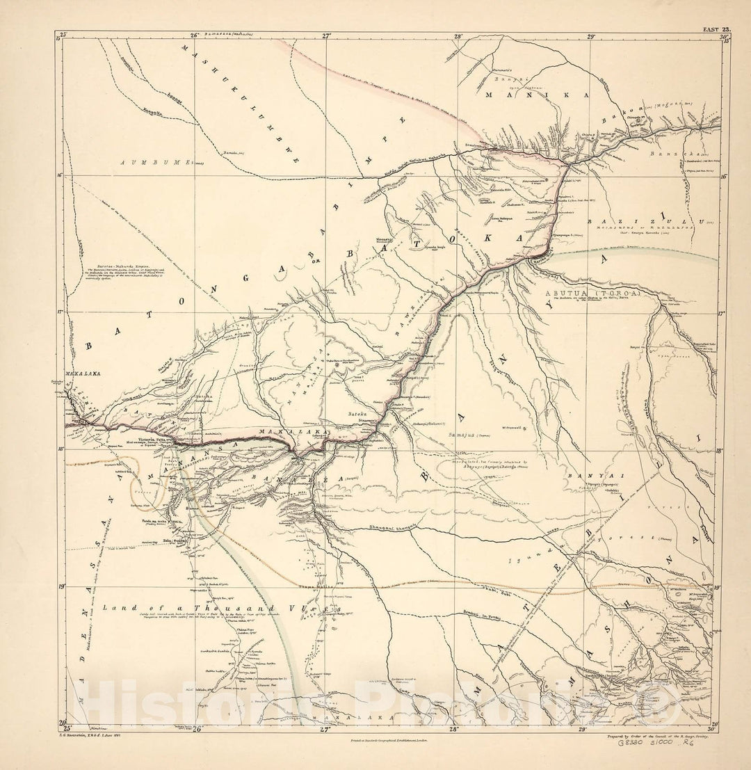 Historic 1881 Map - A map of Eastern Equatorial Africa - East 23