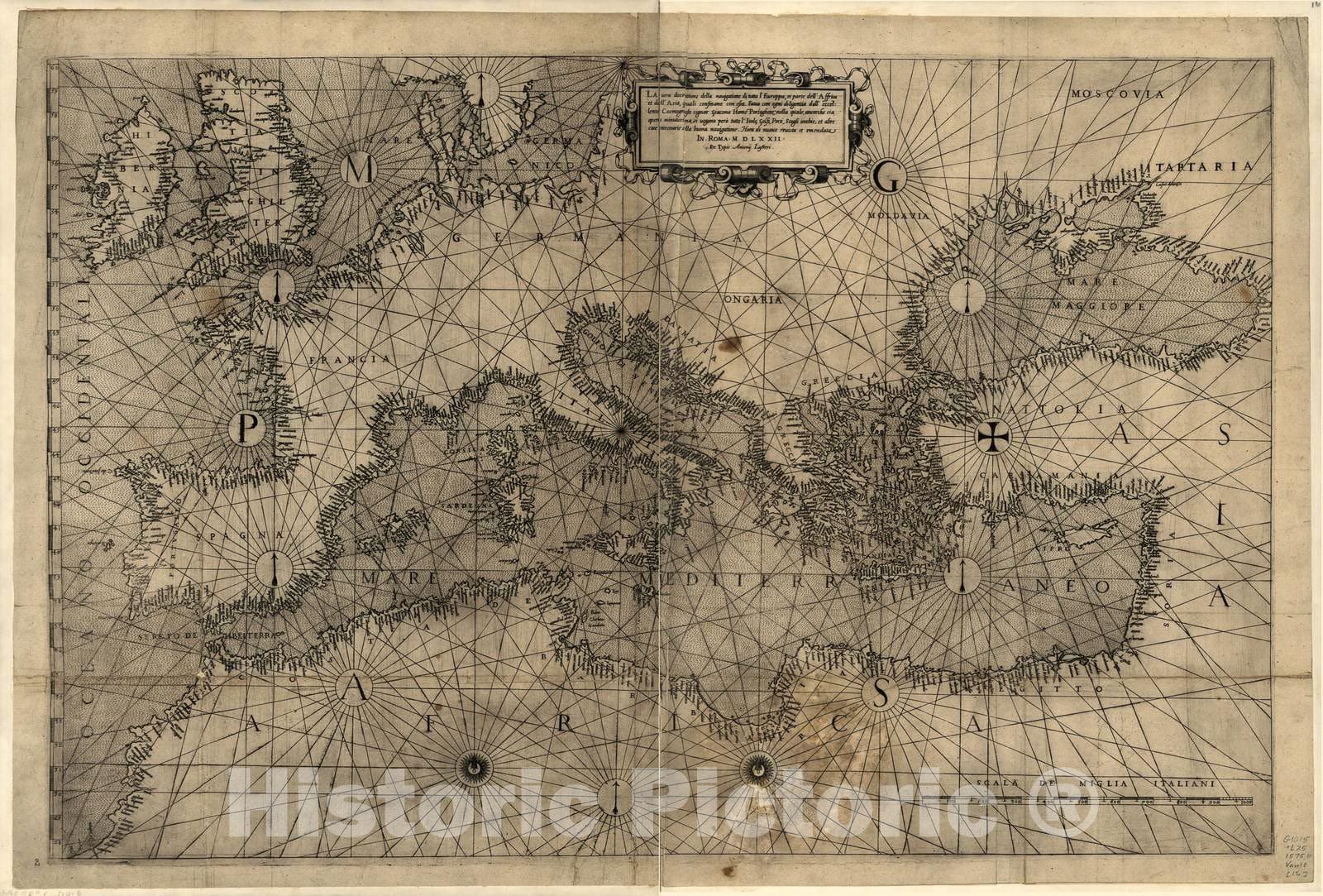 Historic 1575 Map - Geografia tavole Moderne di geografia. - Europe, 1572