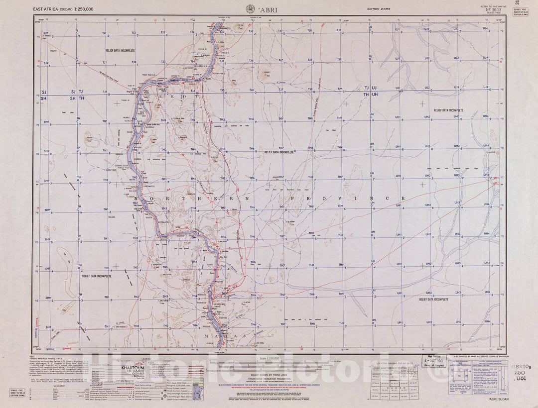 Historic 1954 Map - East Africa 1:250,000. - Abri