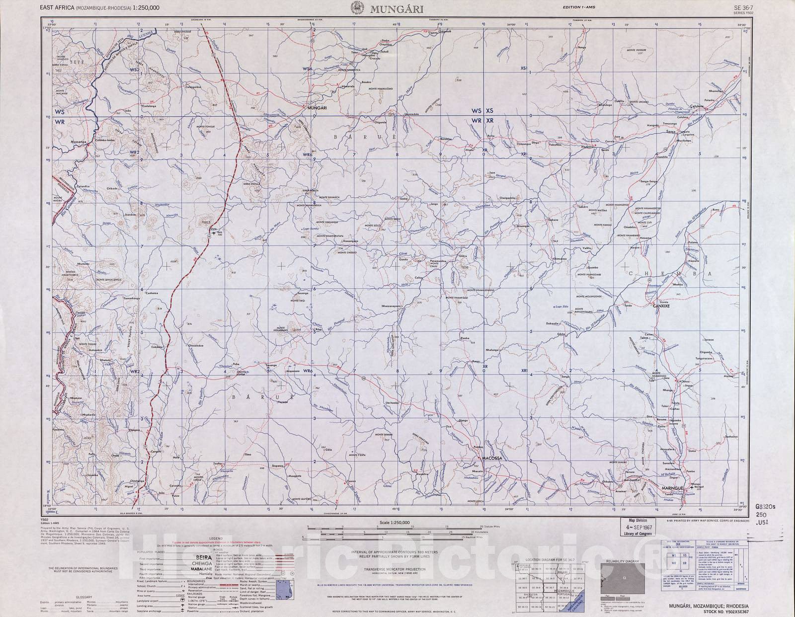 Historic 1954 Map - East Africa 1:250,000. - Mungari