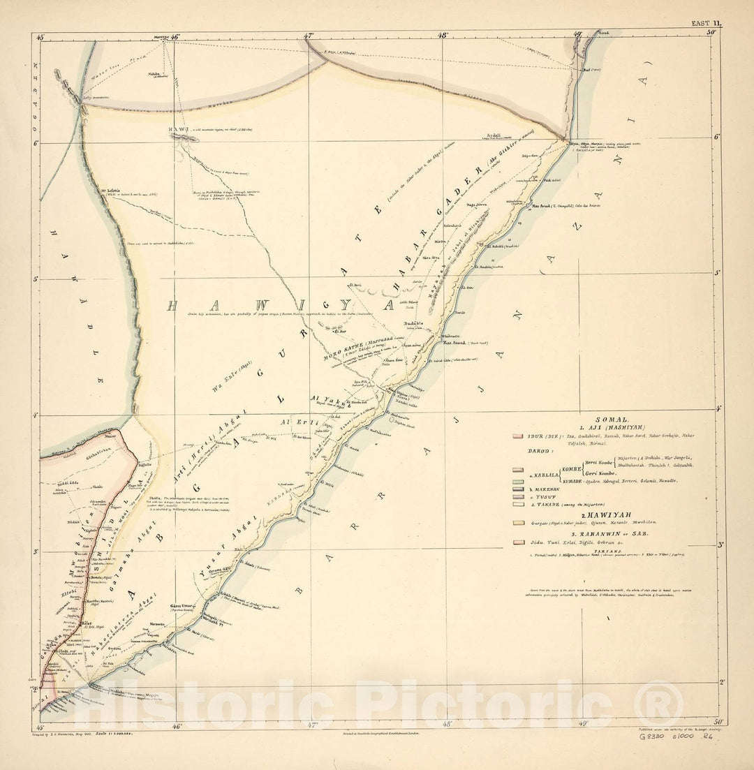 Historic 1881 Map - A map of Eastern Equatorial Africa - East 11