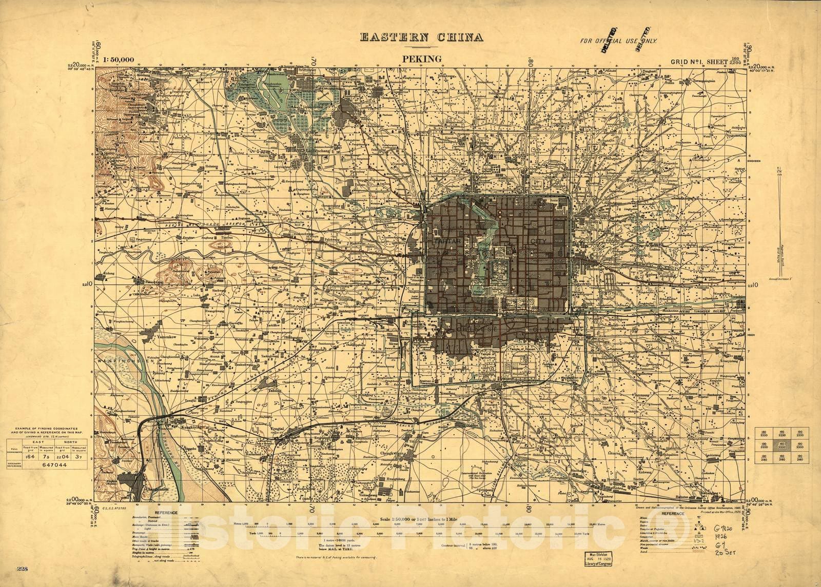 Historic 1927 Map - Eastern China 1:50,000 - Peking, 1926, Copy 2