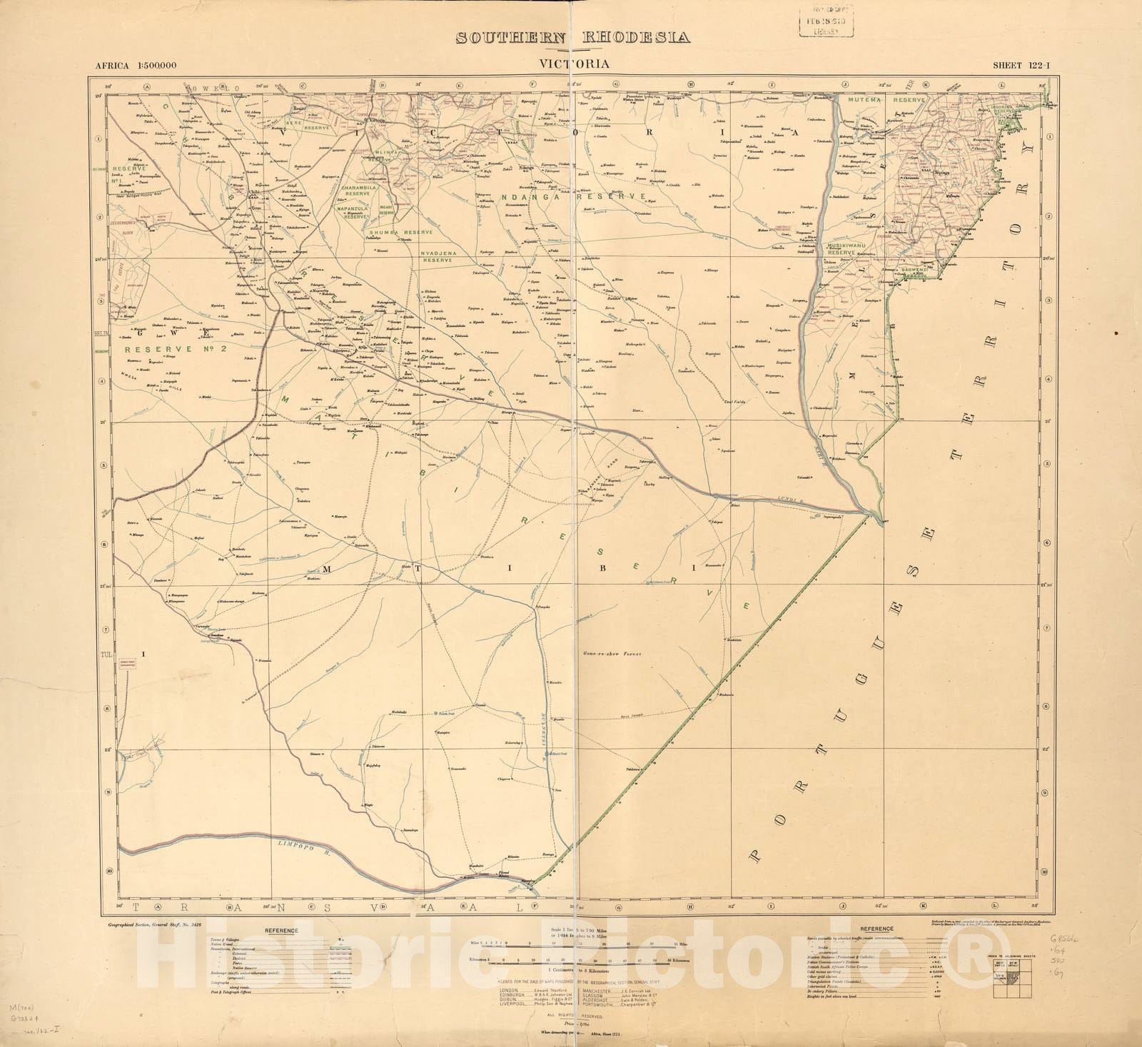 Historic 1909 Map - Southern Rhodesia, Africa. - Southern Rhodesia (Victoria)