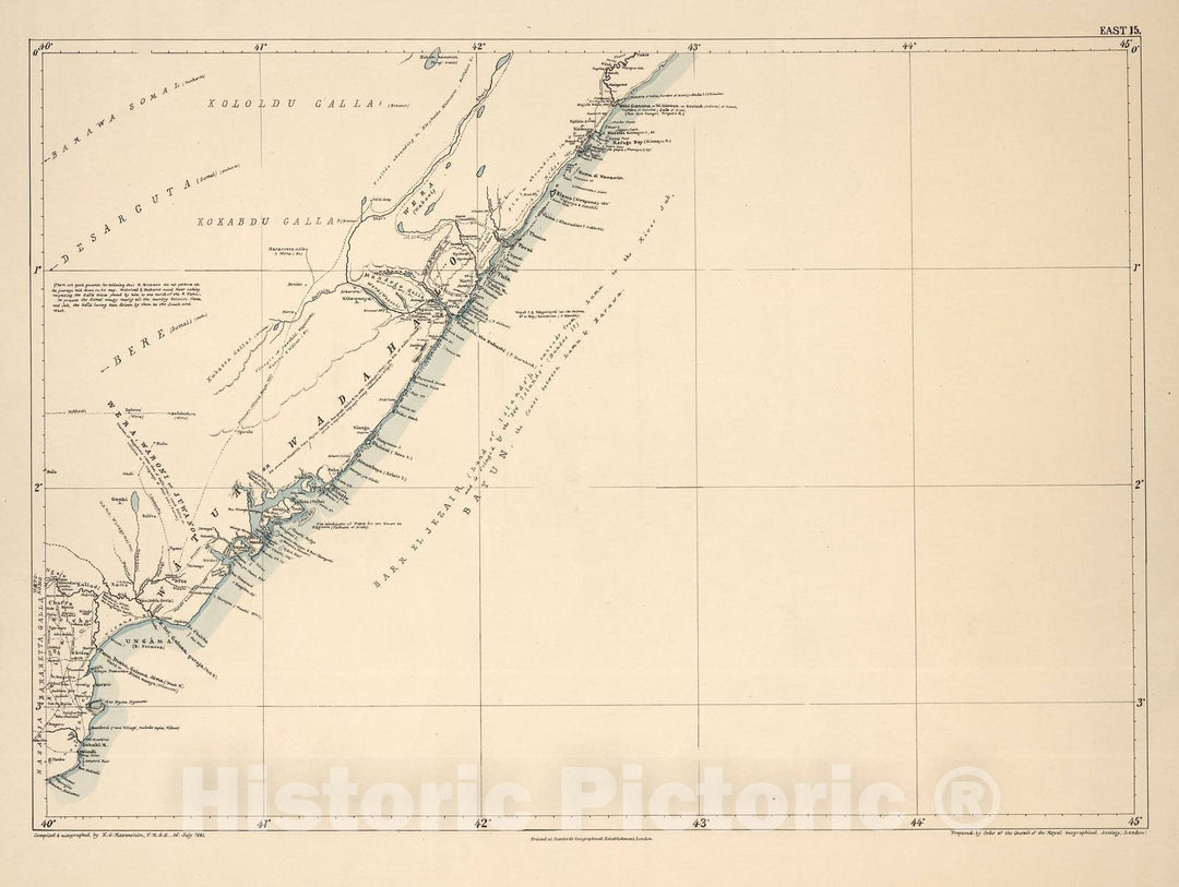 Historic 1881 Map - A map of Eastern Equatorial Africa - East 15