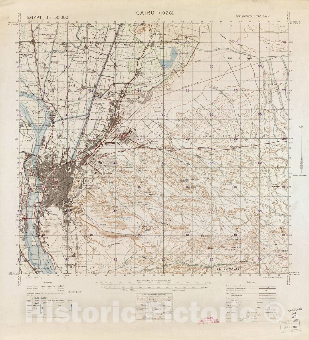 Historic 1926 Map - Egypt 1:50,000. - Cairo (1928)