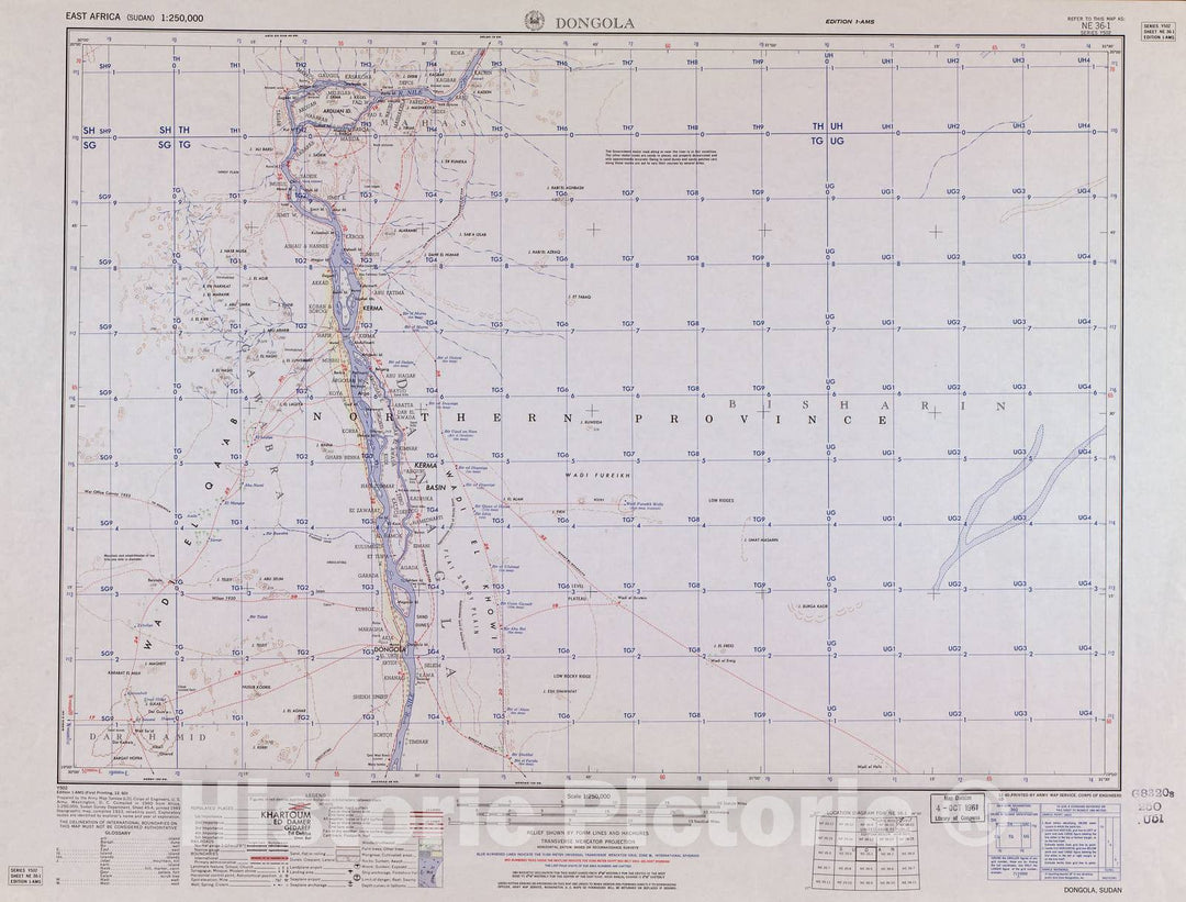 Historic 1954 Map - East Africa 1:250,000. - Dongola