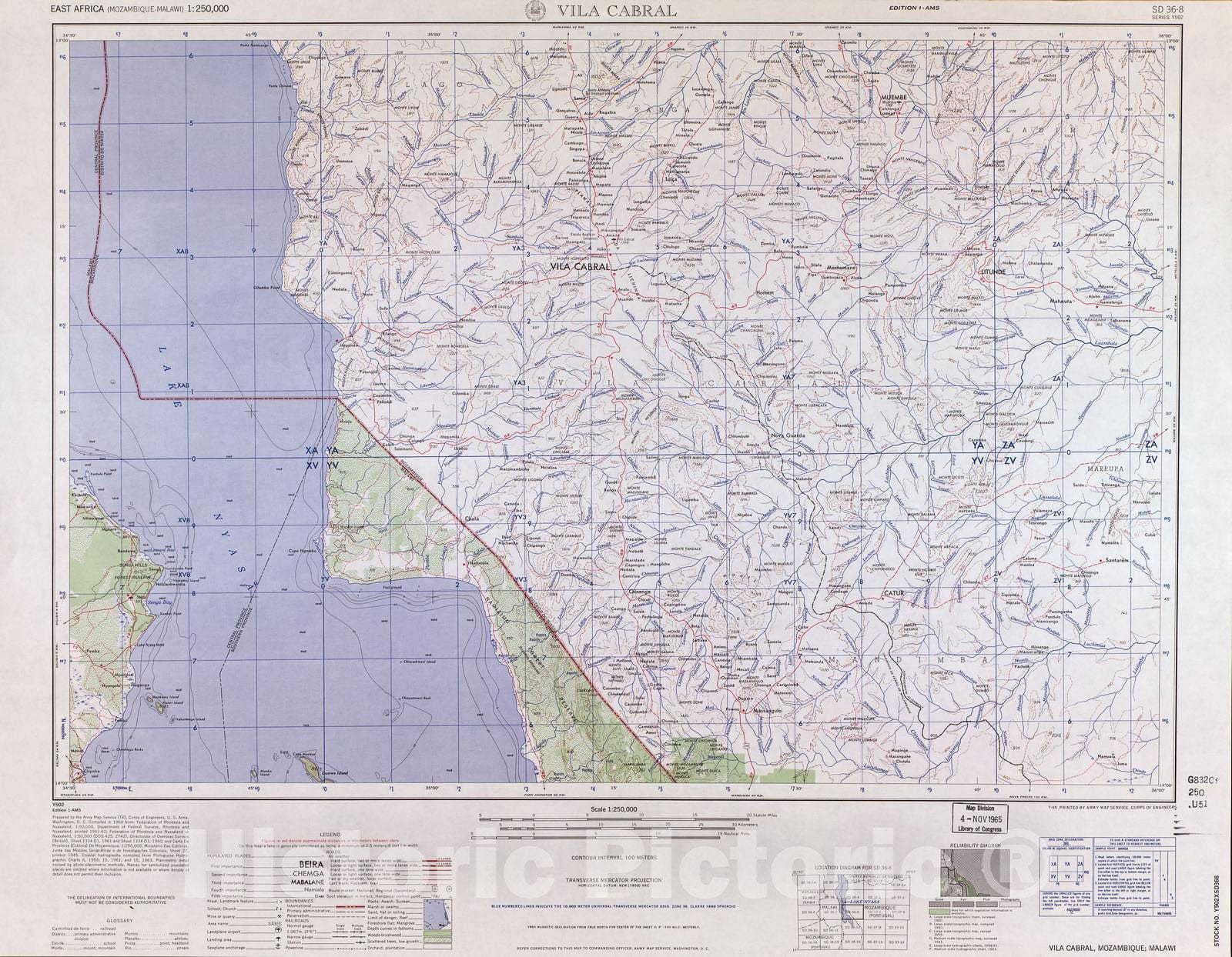 Historic 1954 Map - East Africa 1:250,000. - Vila Cabral