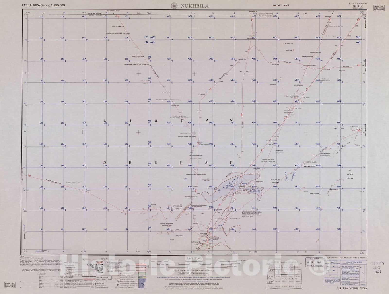 Historic 1954 Map - East Africa 1:250,000. - Nukheila