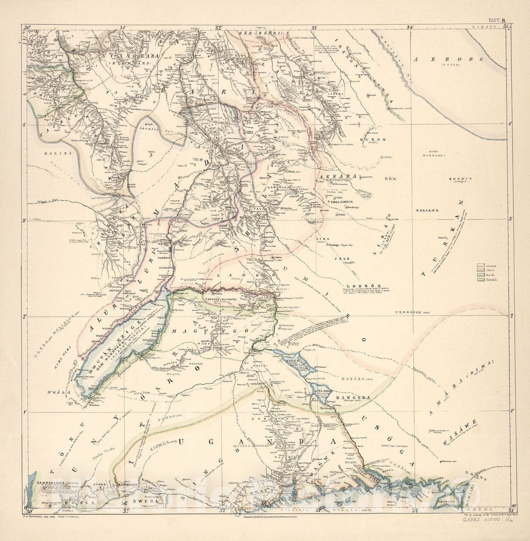 Historic 1881 Map - A map of Eastern Equatorial Africa - East 8