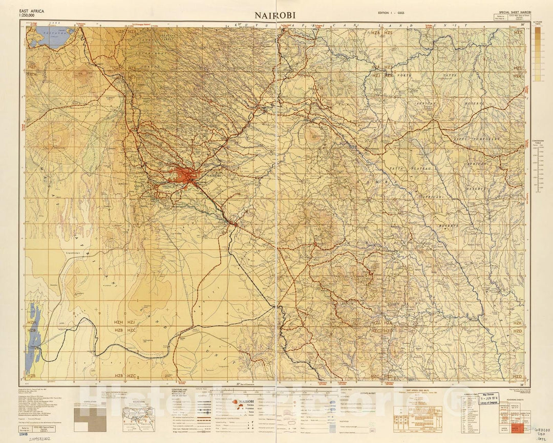 Historic 1954 Map - East Africa 1:250,000. - Nairobi