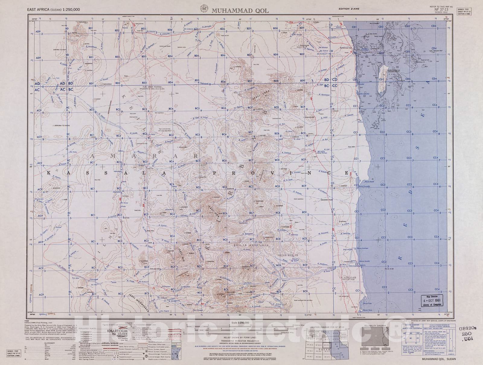 Historic 1954 Map - East Africa 1:250,000. - Muhammad Qol 1