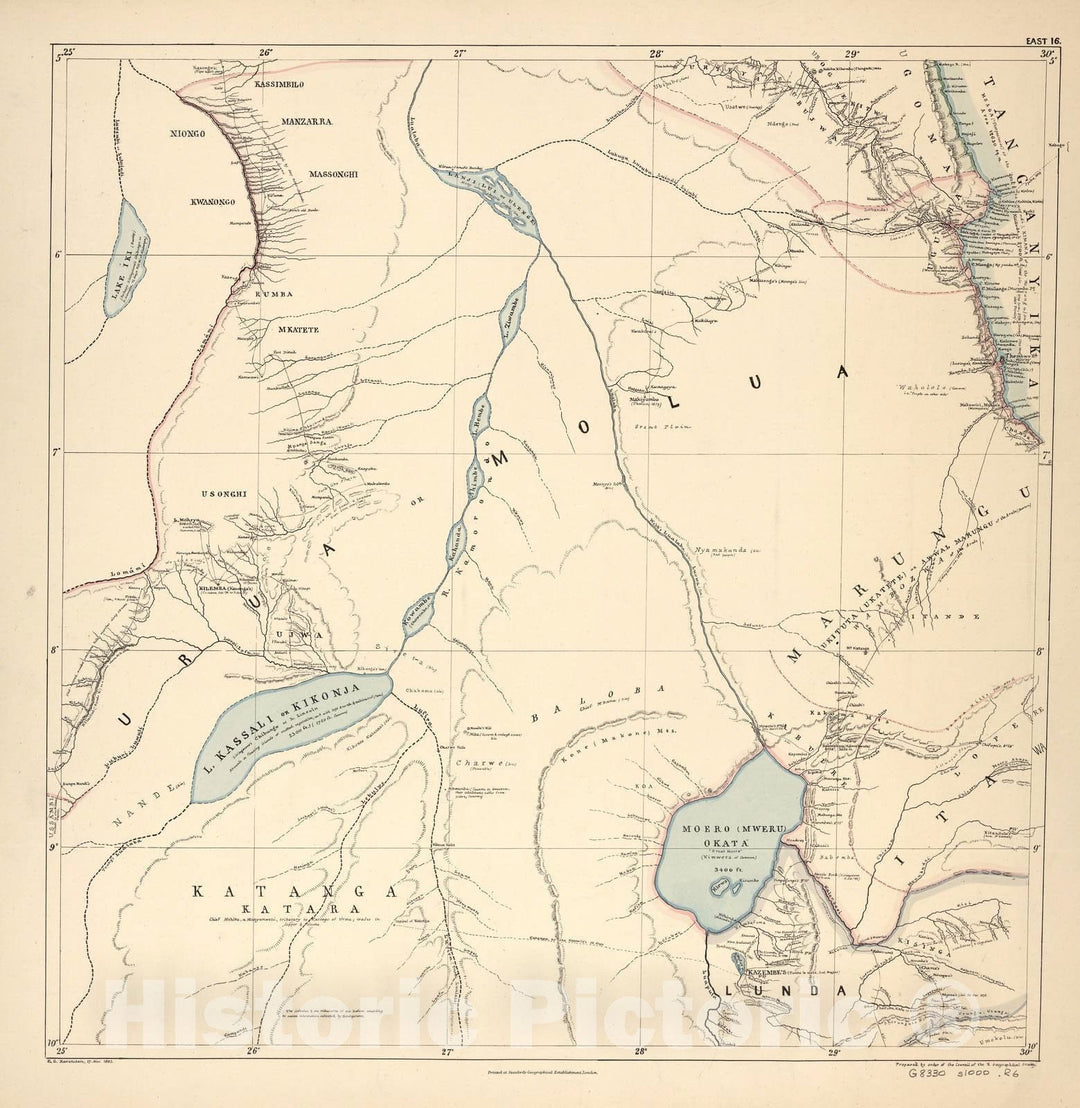 Historic 1881 Map - A map of Eastern Equatorial Africa - East 16