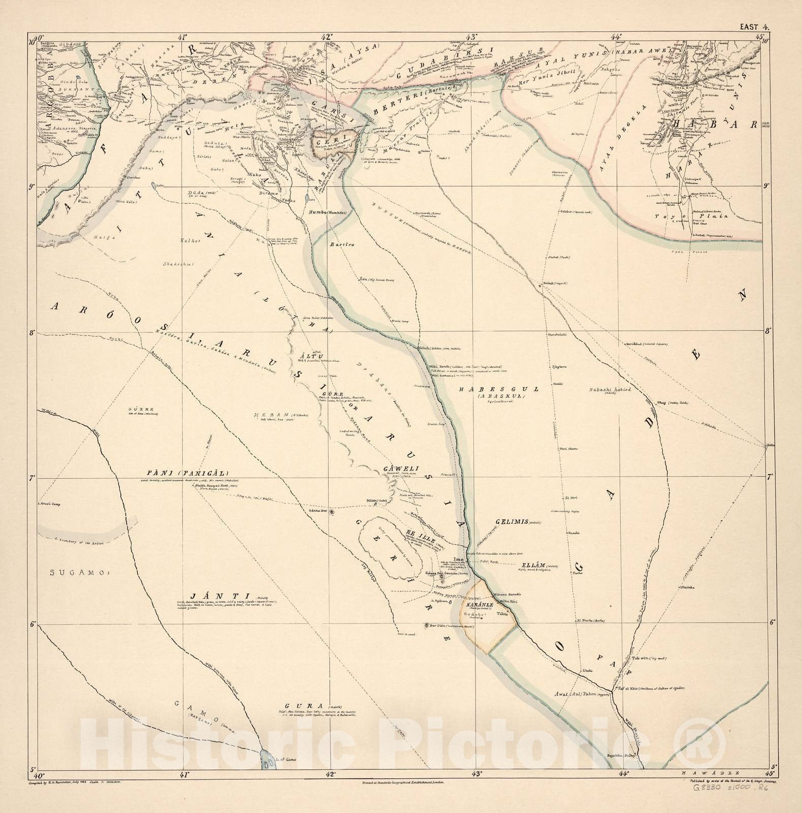 Historic 1881 Map - A map of Eastern Equatorial Africa - East 4