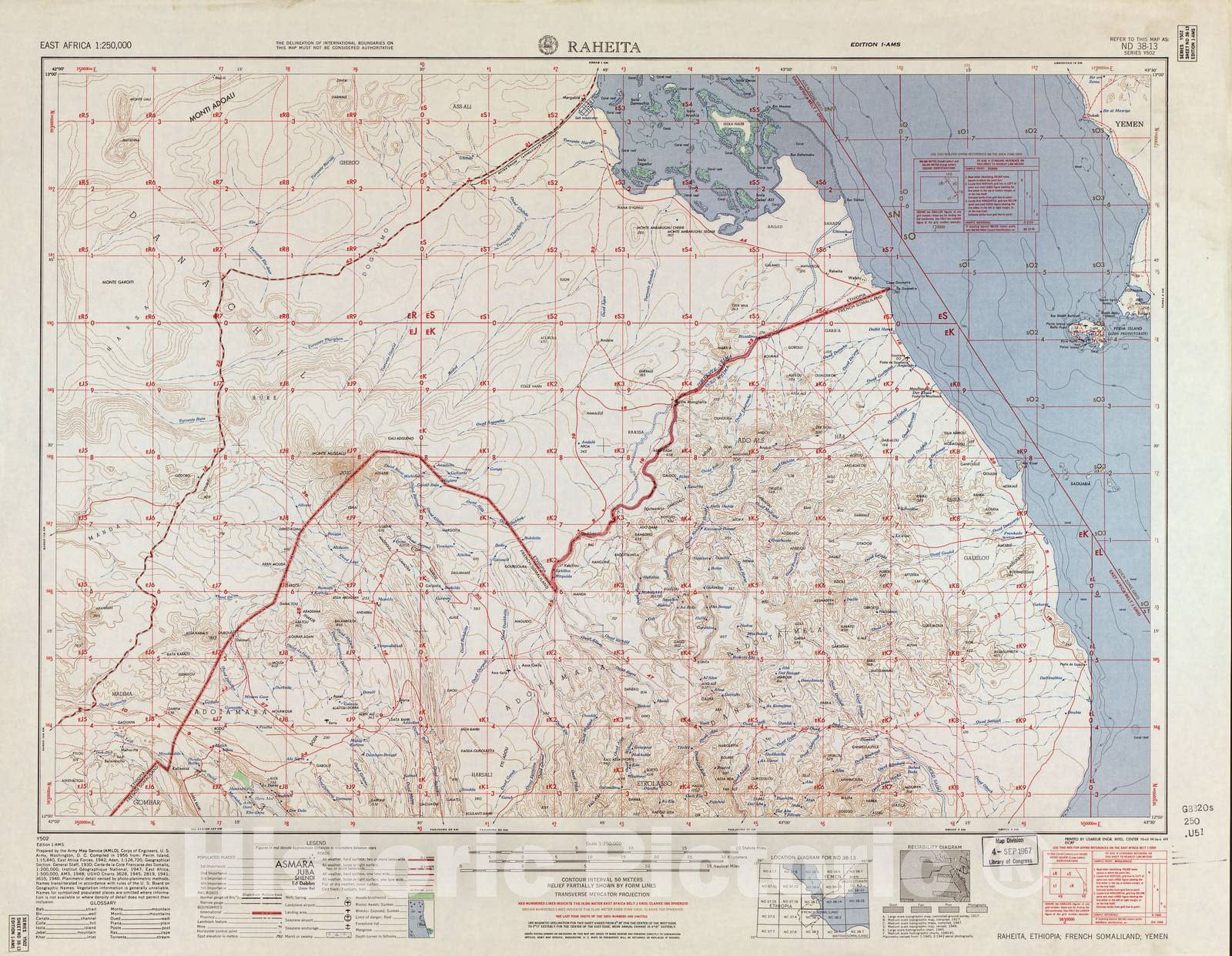 Historic 1954 Map - East Africa 1:250,000. - Raheita