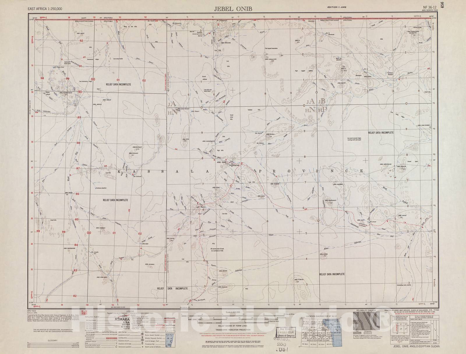 Historic 1954 Map - East Africa 1:250,000. - J. Onib 2