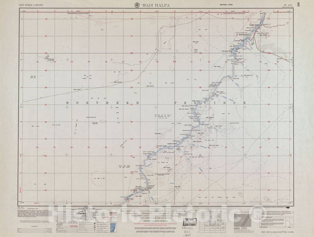 Historic 1954 Map - East Africa 1:250,000. - Wadi Halfa 2