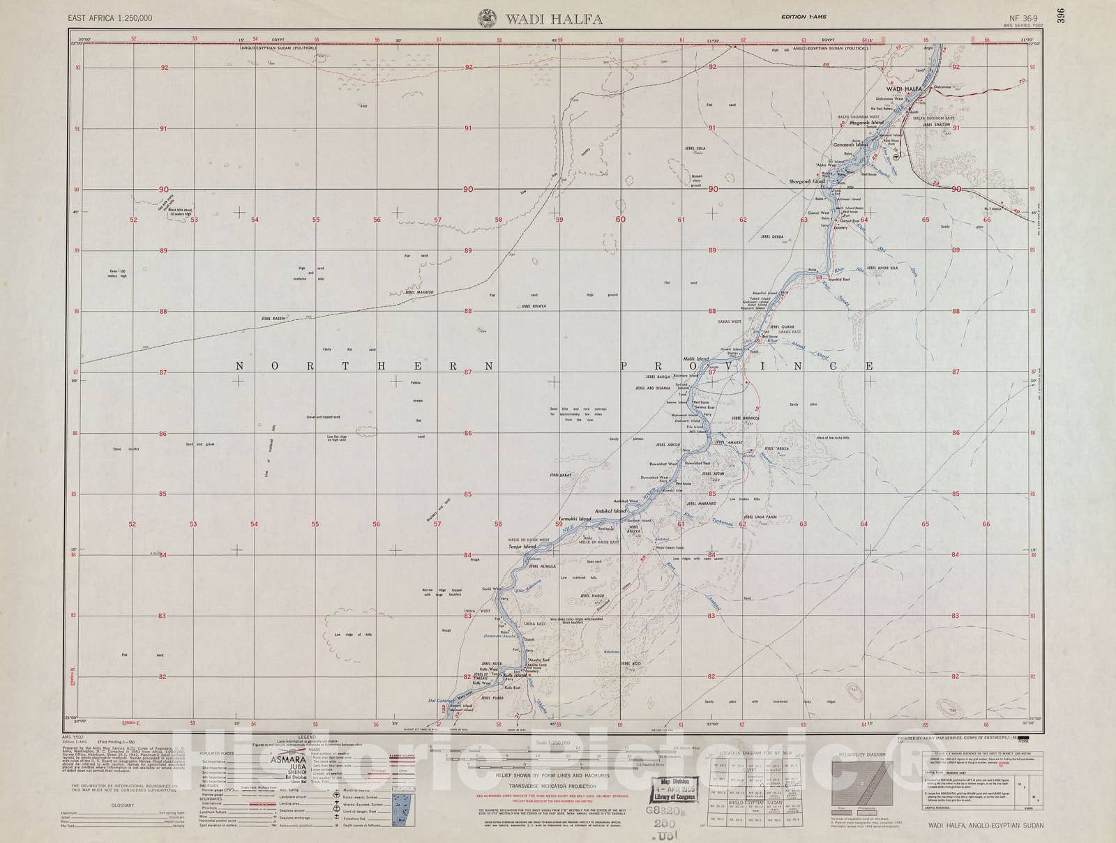 Historic 1954 Map - East Africa 1:250,000. - Wadi Halfa 2