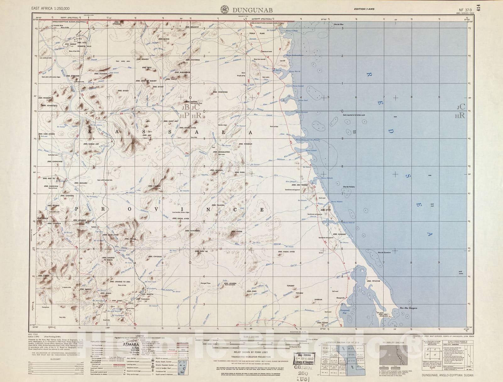 Historic 1954 Map - East Africa 1:250,000. - Dungunab 2