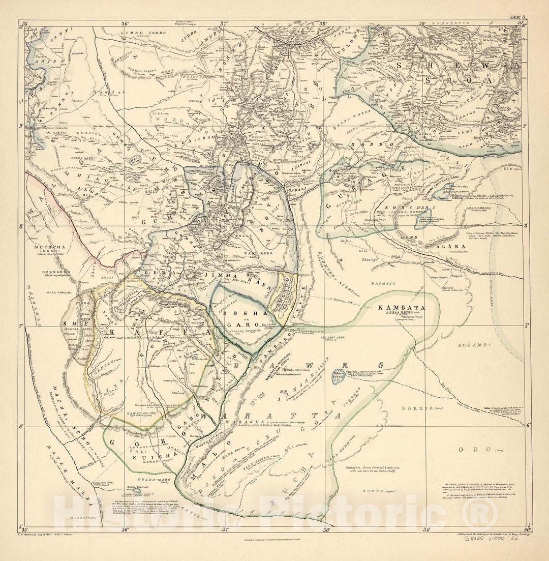 Historic 1881 Map - A map of Eastern Equatorial Africa - East 3