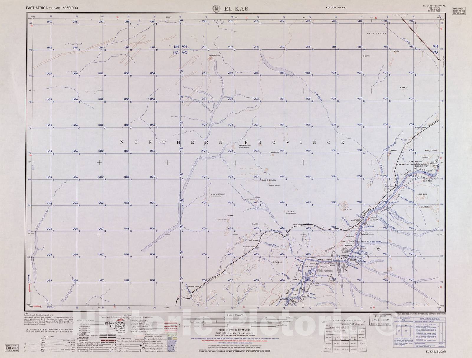 Historic 1954 Map - East Africa 1:250,000. - El Kab