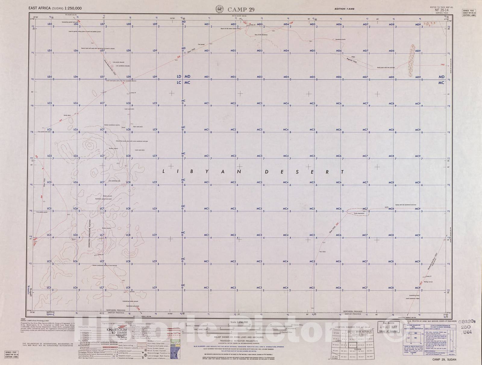 Historic 1954 Map - East Africa 1:250,000. - Camp 29