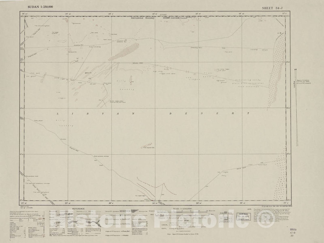 Historic 1909 Map - Sudan 1:250,000 - No Title 34-J Jun 1940 - Anglo-Egyptian Sudan