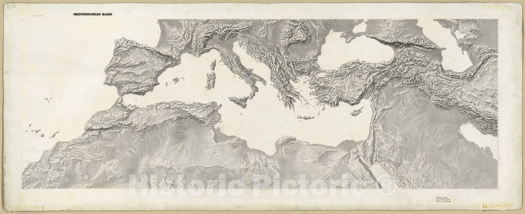 Historic Map - CIA Terrain Board Collection - Mediterranean Basin - Lowland Tint