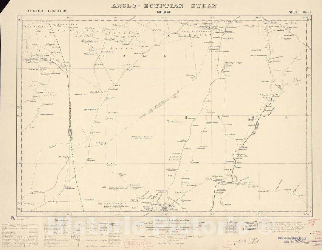 Historic 1909 Map - Sudan 1:250,000 - Muglad Sheet 65-C Jul 1931 - Anglo-Egyptian Sudan