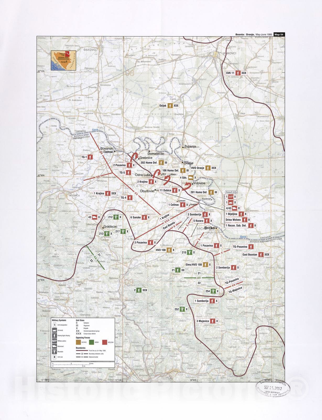 Historic 2002 Map - Balkan battlegrounds - Bosnia: Orasje, May-June 1995